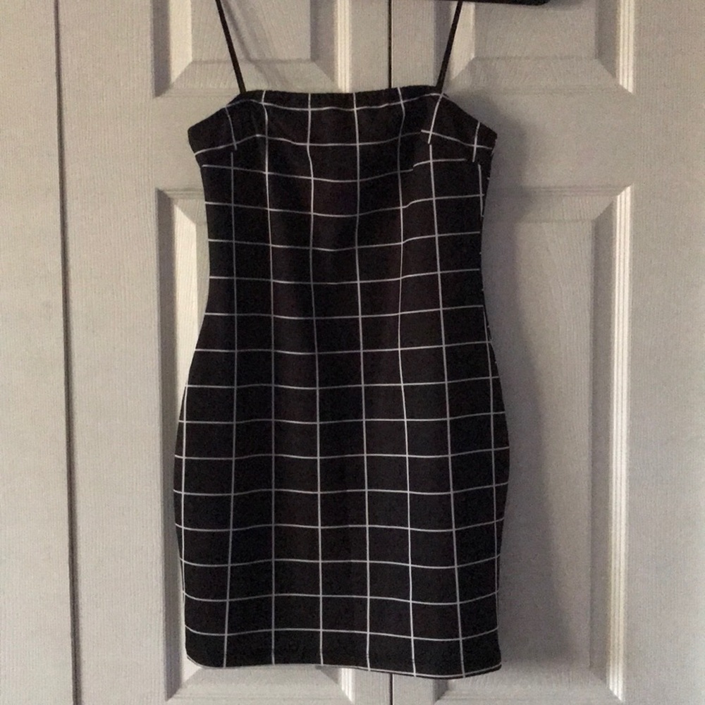 Grid Print Bodycon Cami Dress